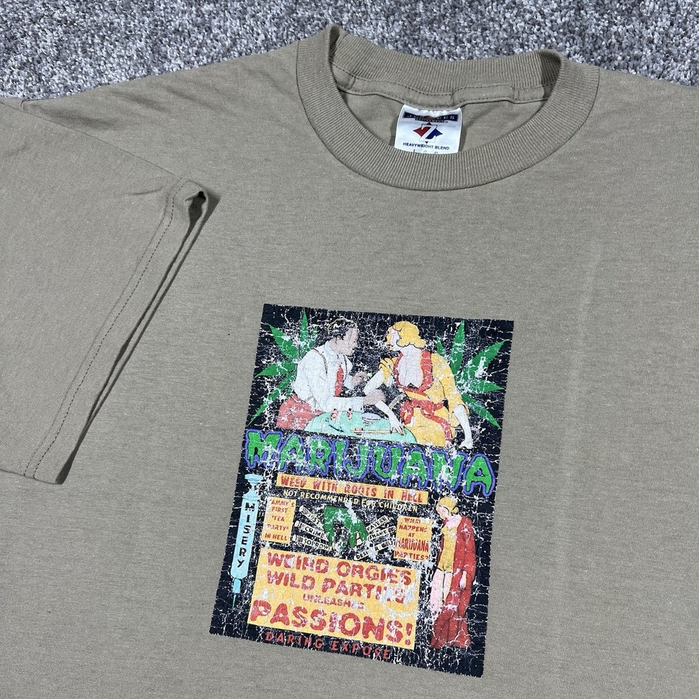 Vintage Weed Propaganda T Shirt Large Faded Drug Marijuana Drugs Weird Orgy NSFW